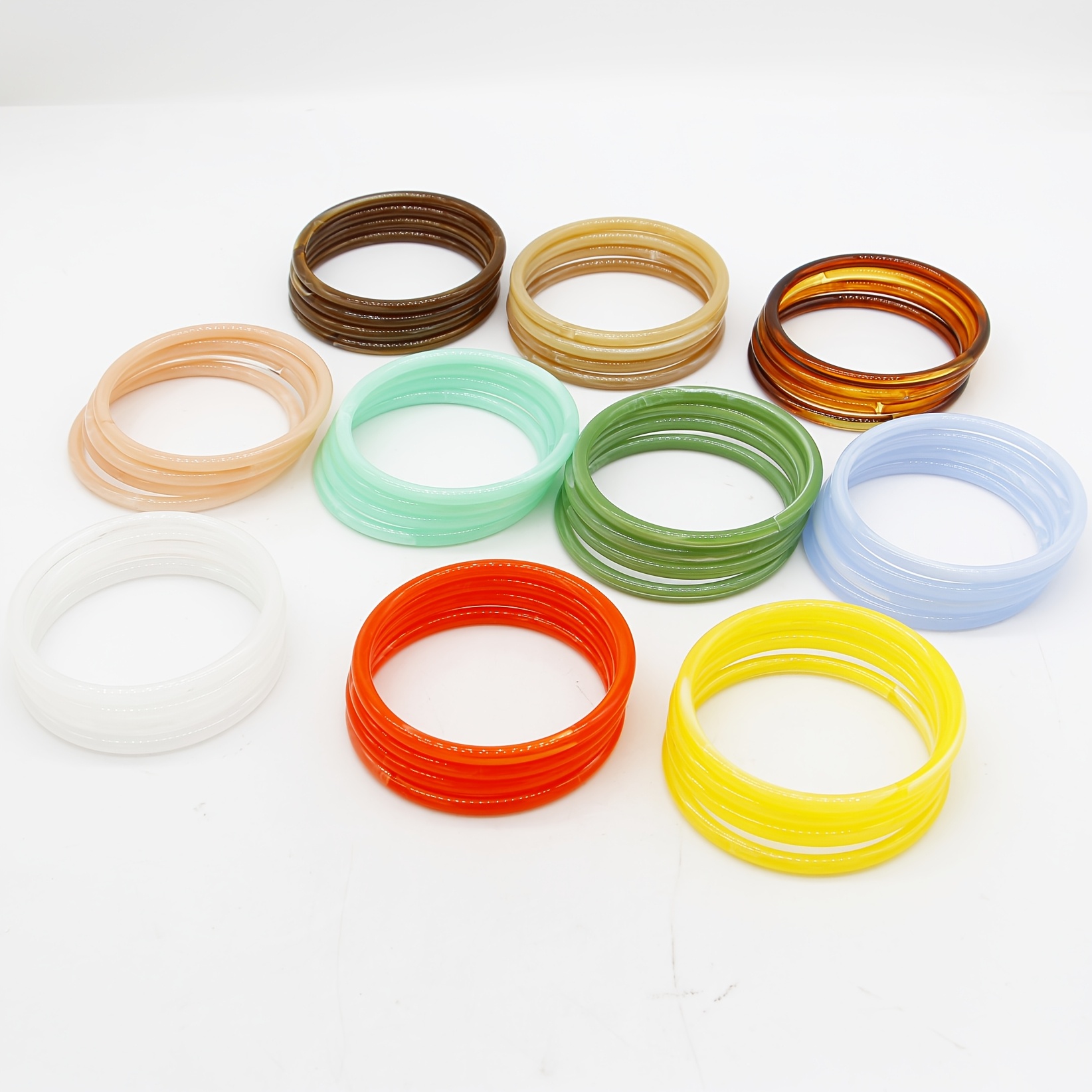 4pc Colored Cloud Mist Pattern Imitation Thin Bangle Set